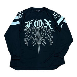 Fox Racing Shirt Mens Large Black White Long Sleeve Moto Jersey Tribal Graphic